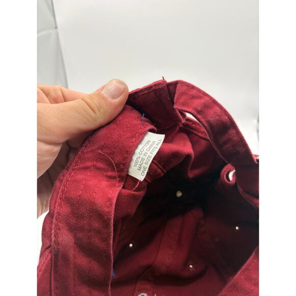 Vintage 90s Budweiser Bud King Of Beers Strapback Adjustable Baseball Hat Red - Picture 5 of 5